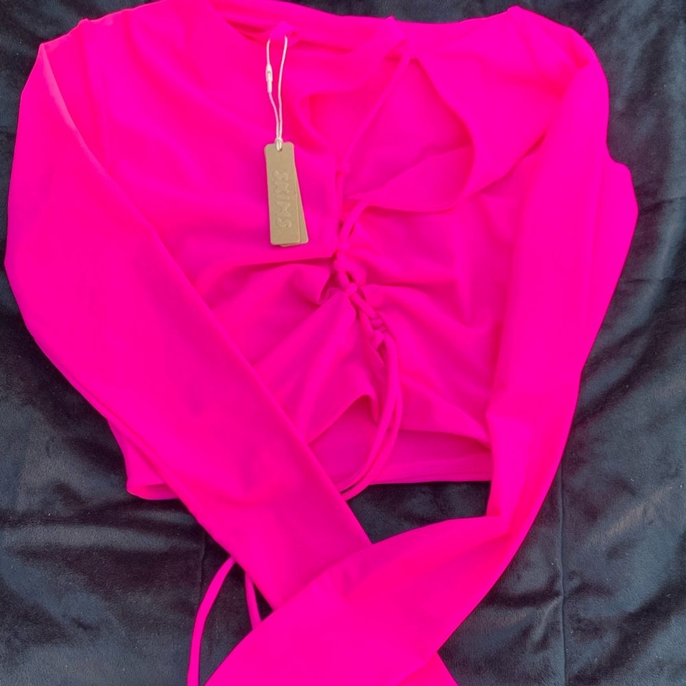 Skims long sleeve lace up top - Fuchsia pink Barbie BRAND NEW